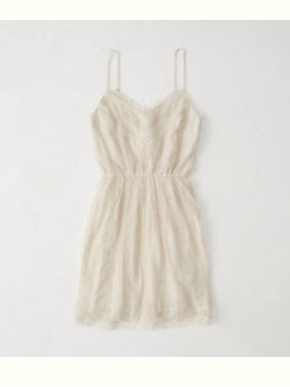 Abercrombie & Fitch Embroidered Mesh Lace White Cream Strap Summer Dress Size XS